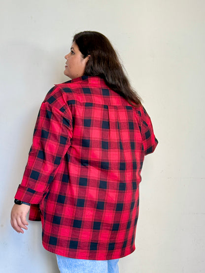 Pure Cotton Plaid shirt (Drop shoulder : Relaxed Fit)