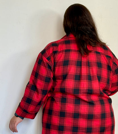 Pure Cotton Plaid shirt (Drop shoulder : Relaxed Fit)